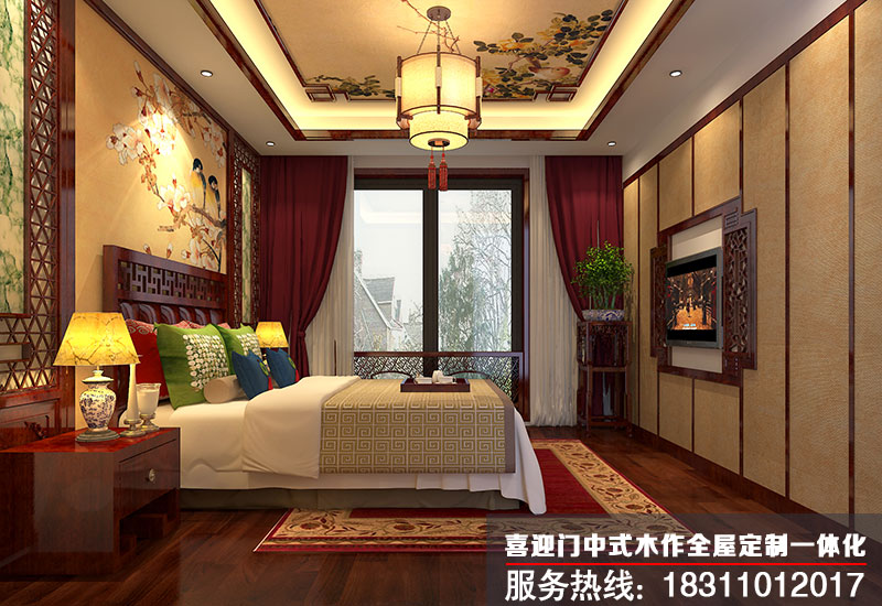 中式家庭次卧室装修设计效果图