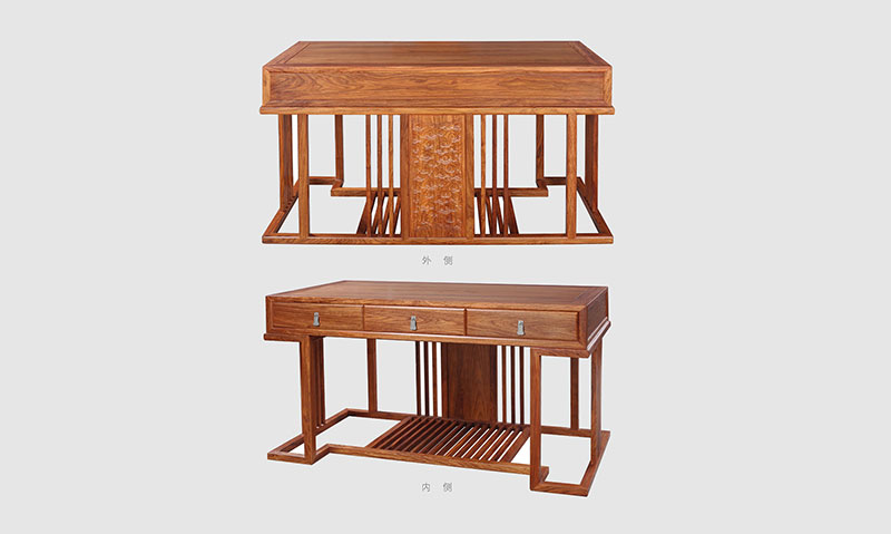 开州 别墅中式家居书房装修实木书桌效果图